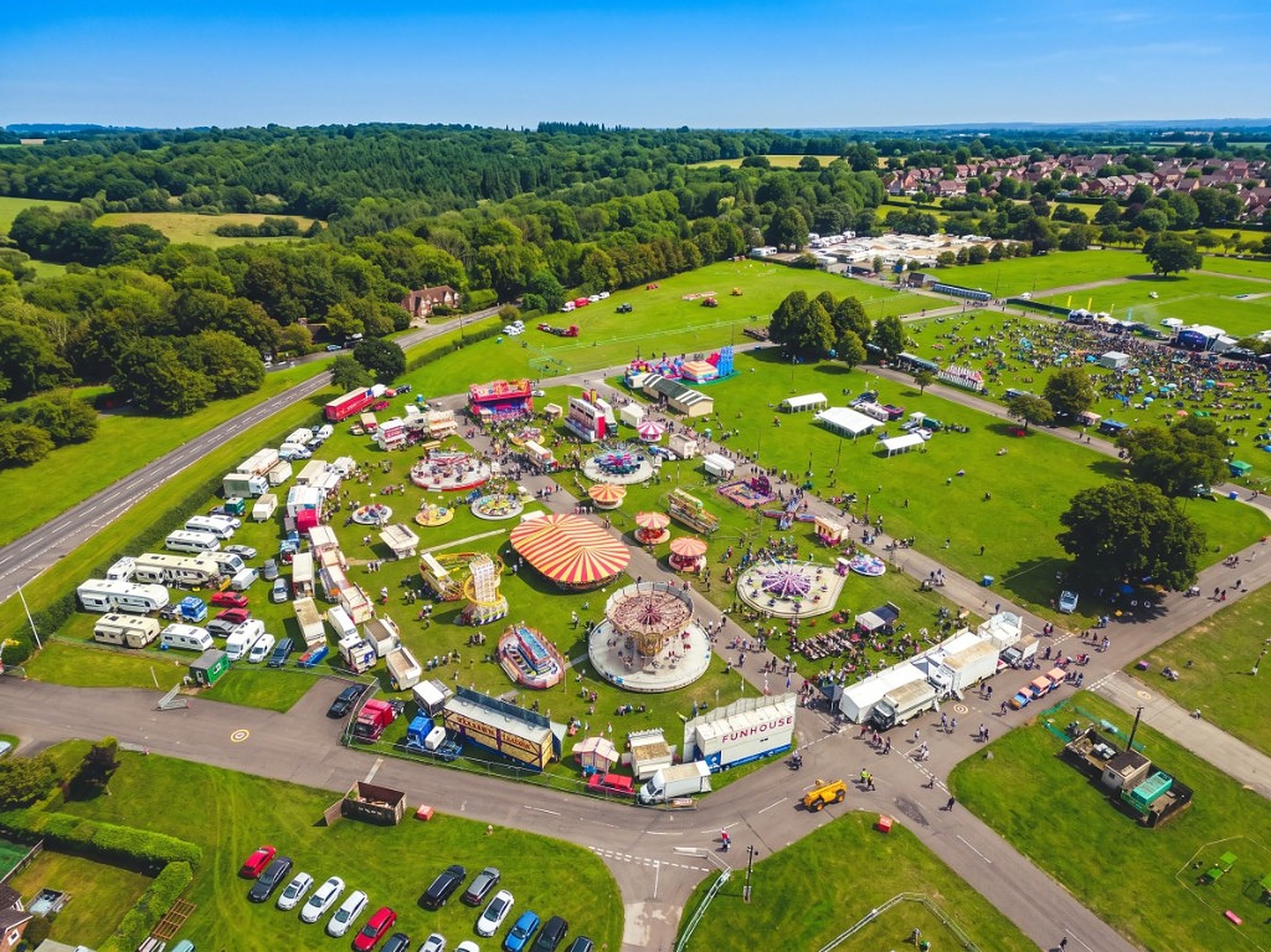 Aerial view of the Summerfest fairground and showground